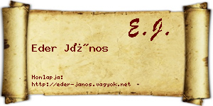 Eder János névjegykártya